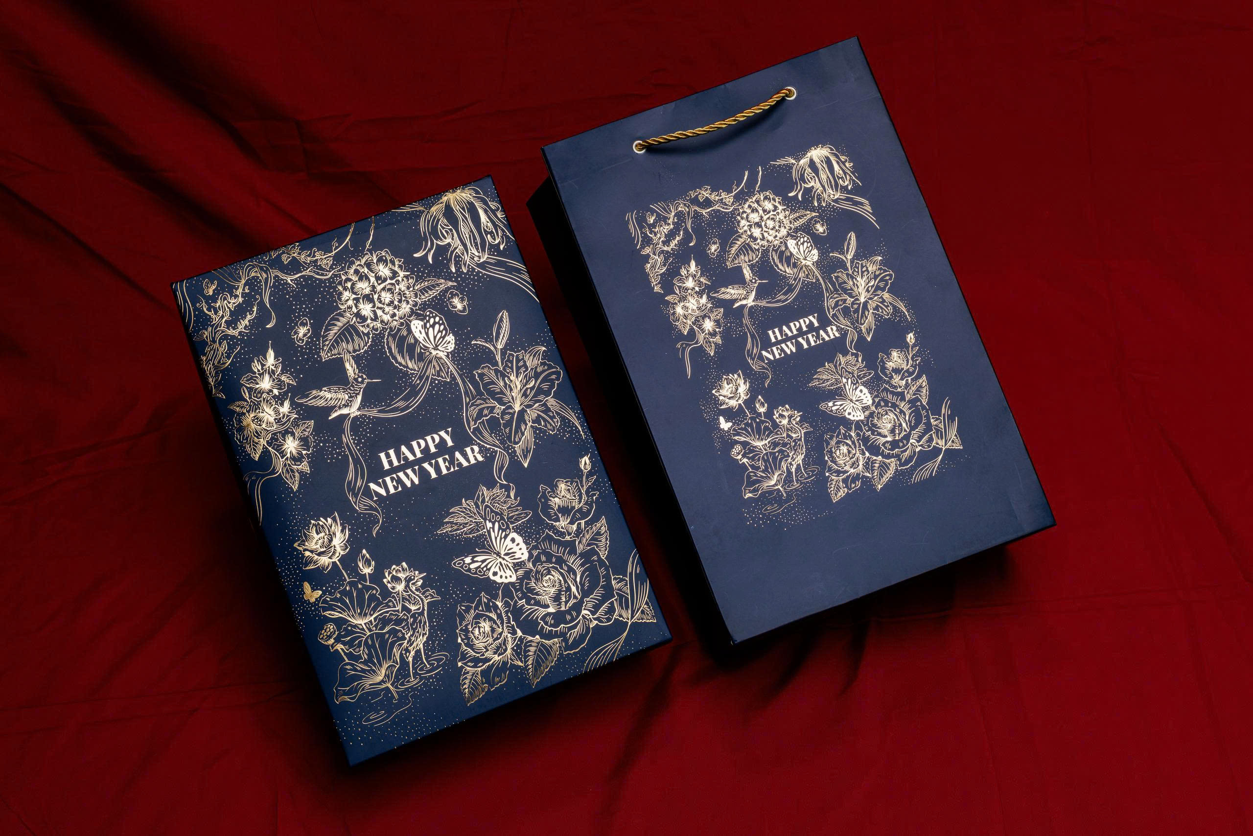 Hộp Đựng Quà Tết Kim Vũ Xanh